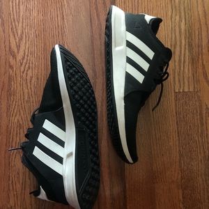 black and white adidas running/casual shoes